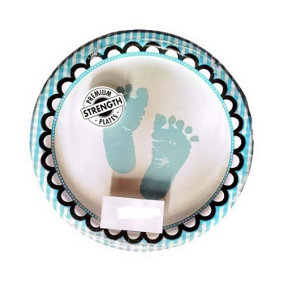 Creative Converting Footprint Baby Shower Dessert Plate (Pack of 8) Blue/Black/White (One Size)
