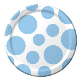 Creative Converting Paper Dotted Disposable Plates (Pack of 8) Light Blue/White (One Size)