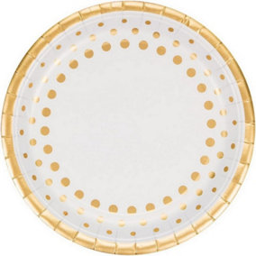 Creative Converting Paper Sparkle Dinner Plate (Pack of 8) Gold/White (One Size)