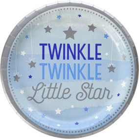 Creative Converting Twinkle Little Star Dessert Plate (Pack of 8) Grey/Blue/White (One Size)