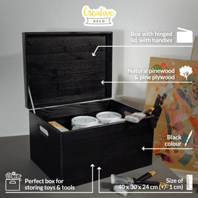 Creative Deco Black Rectangular Storage Box 40 x 30 x 24 cm (+/-1 cm ...