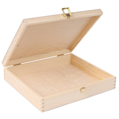 Creative Deco Unpainted Rectangular Small Wooden Storage Box 29 x 25 x ...