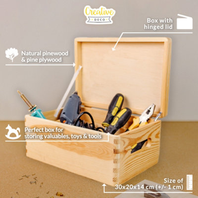 Creative Deco Unpainted Rectangular Storage Box 30 x 20 x 14 cm (+/-1 ...