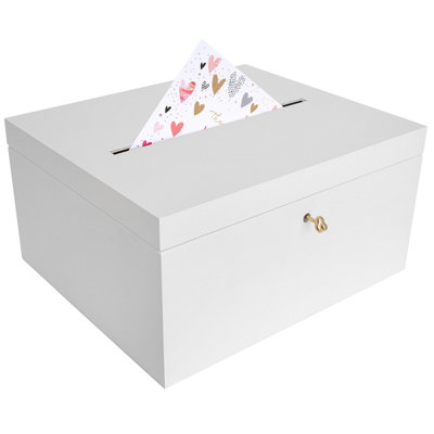Creative Deco White Rectangular Small Wooden Storage Box 29 x 25 x 15 ...