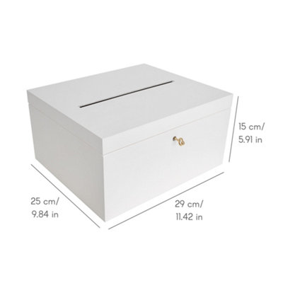 Creative Deco White Rectangular Small Wooden Storage Box 29 x 25 x 15 ...