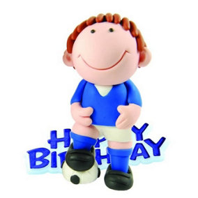 Creative Football Player Design Birthday Party Cake Topper Blue (One Size)