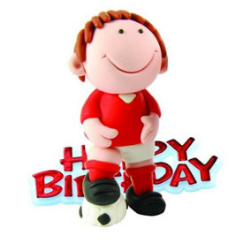 Creative Football Player Design Birthday Party Cake Topper Red (One Size)