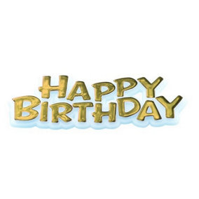 Creative Happy Birthday Text Design Party Cake Topper Gold (One Size)