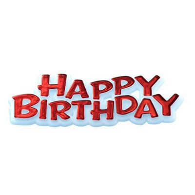 Creative Happy Birthday Text Design Party Cake Topper Red (One Size)