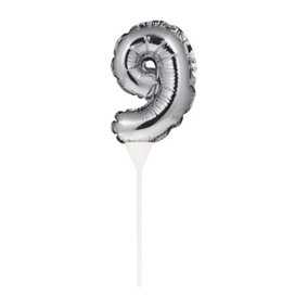 Creative Party 9 Mini Balloon Cake Topper Silver (One Size)