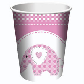 Creative Party Baby Girls Sweet Elephant Cups (Pack Of 8) Pink (One Size)
