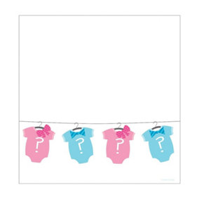 Creative Party Bow or Bowtie Gender Reveal Party Table Cover Pink/Blue/White (One Size)