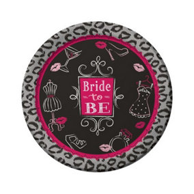 Creative Party Bridal Bash Dinner Plate (Pack of 8) Pink/Grey/Black (One Size)