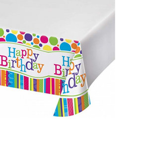 Creative Party Bright And Bold Happy Birthday Party Table Cover Multicoloured (One Size)
