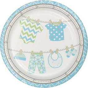 Creative Party Bundle of Joy Boy Paper Party Plates (Pack of 8) White/Sky Blue (One Size)