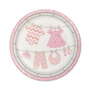 Creative Party Bundle Of Joy Paper Baby Shower Dinner Plate (Pack of 8) Pink/White (One Size)