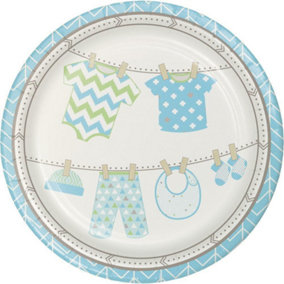 Creative Party Bundle Of Joy Paper Baby Shower Dinner Plate (Pack of 8) White/Blue (One Size)