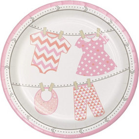 Creative Party Bundle Of Joy Paper Party Plates (Pack of 8) White/Pink (One Size)