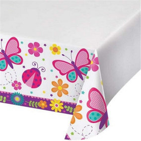 Creative Party Butterfly Garden PVC Tablecloth White/Purple/Pink (One Size)