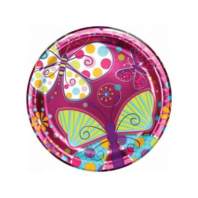 Creative Party Butterfly Party Plates (Pack of 8) Multicoloured (One Size)