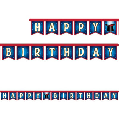 Creative Party Card Magic Happy Birthday Banner Red/Blue/White (One Size)