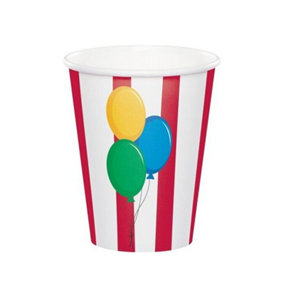 Creative Party Circus Birthday Disposable Cup (Pack of 8) White/Red (One Size)