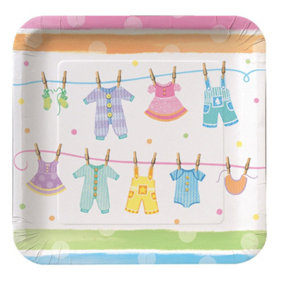 Creative Party Clothes Line Baby Shower Dinner Plate (Pack of 8) Multicoloured (One Size)