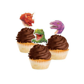 Creative Party Dinosaur Cupcake Topper (Pack of 12) Purple/Green/Orange (One Size)