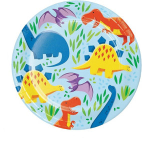 Creative Party Dinosaur Dessert Plate (Pack of 8) Multicoloured (One Size)