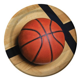 Creative Party Fanatic Paper Basketball Disposable Plates (Pack of 8) Red/Brown (One Size)