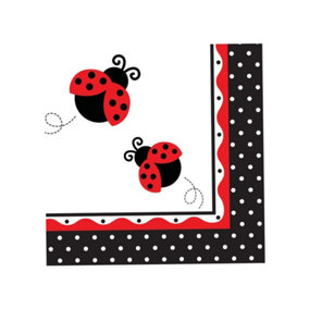 Creative Party Fancy Ladybird Napkins (Pack of 16) White/Red/Black (One Size)