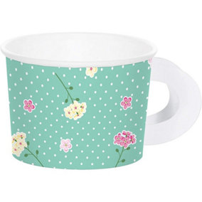 Creative Party Floral Tea Party Treat Cup (Pack of 8) White/Green/Pink (One Size)