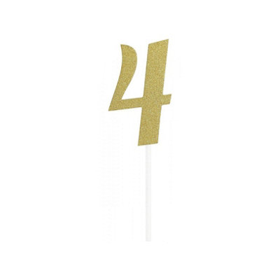 Creative Party Four Number Cake Topper Gold (One Size) | DIY at B&Q