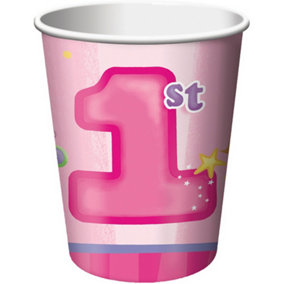 Creative Party Fun At 1 Disposable Cups (Pack Of 8) Pink (One Size)