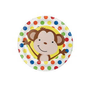 Creative Party Fun Paper Monkey Disposable Plates (Pack of 96) Multicoloured (One Size)