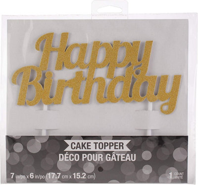 Creative Party Glitter Happy Birthday Cake Topper Gold (One Size)