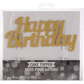 Creative Party Glitter Happy Birthday Cake Topper Gold (One Size)