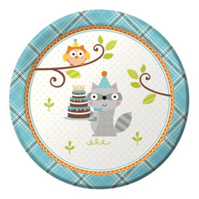 Creative Party Happi Woodland Paper Cake Dessert Plate (Pack of 8) White/Blue (One Size)