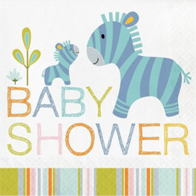 Creative Party Happy Jungle Baby Shower Napkins (Pack of 16) Multicoloured (One Size)