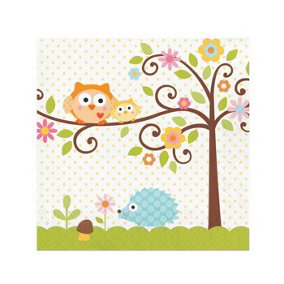 Creative Party Happy Tree Plastic Owl Party Table Cover Cream/Multicoloured (One Size)