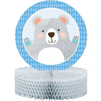 Creative Party Honeycomb Bear Birthday Party Centrepiece Blue/Grey/White (One Size)