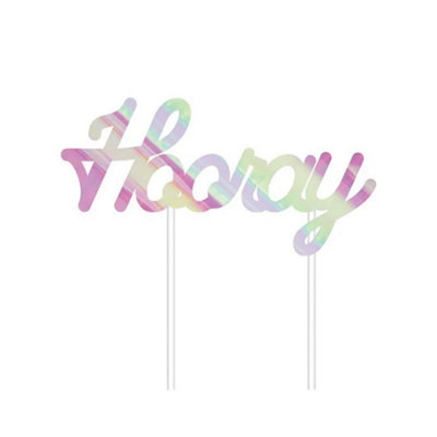 Creative Party Hooray Foil Cake Topper Iridescent (One Size)