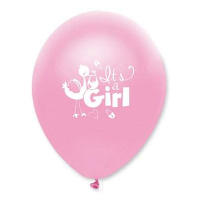 Creative Party Its A Girl Latex Stork Balloons Pink (One Size)