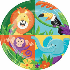 Creative Party Jungle Safari Paper Party Plates (Pack of 8) Multicoloured (One Size)