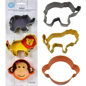 Creative Party Jungle Safari Steel Cookie Cutter (Pack of 3) Grey/Yellow/Orange (One Size)