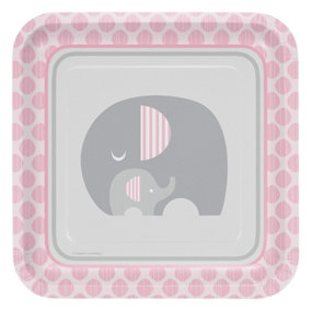 Creative Party Little Peanut Dotted Baby Shower Dinner Plate (Pack of 8) Pink/Grey (One Size)