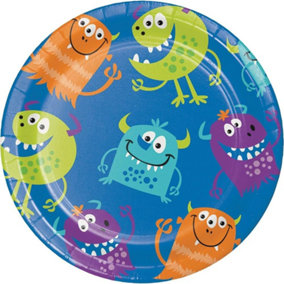 Creative Party Monster Dessert Plate (Pack of 8) Blue/Multicoloured (One Size)