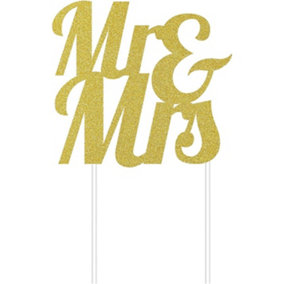 Creative Party Mr & Mrs Cake Topper Gold (One Size)