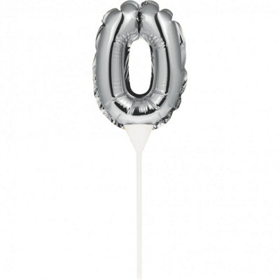 Creative Party Number 0 Balloon Inflatable Cake Topper Silver (Mini)