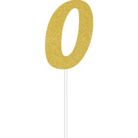 Creative Party Number 0 Glitter Cake Topper Gold (One Size)